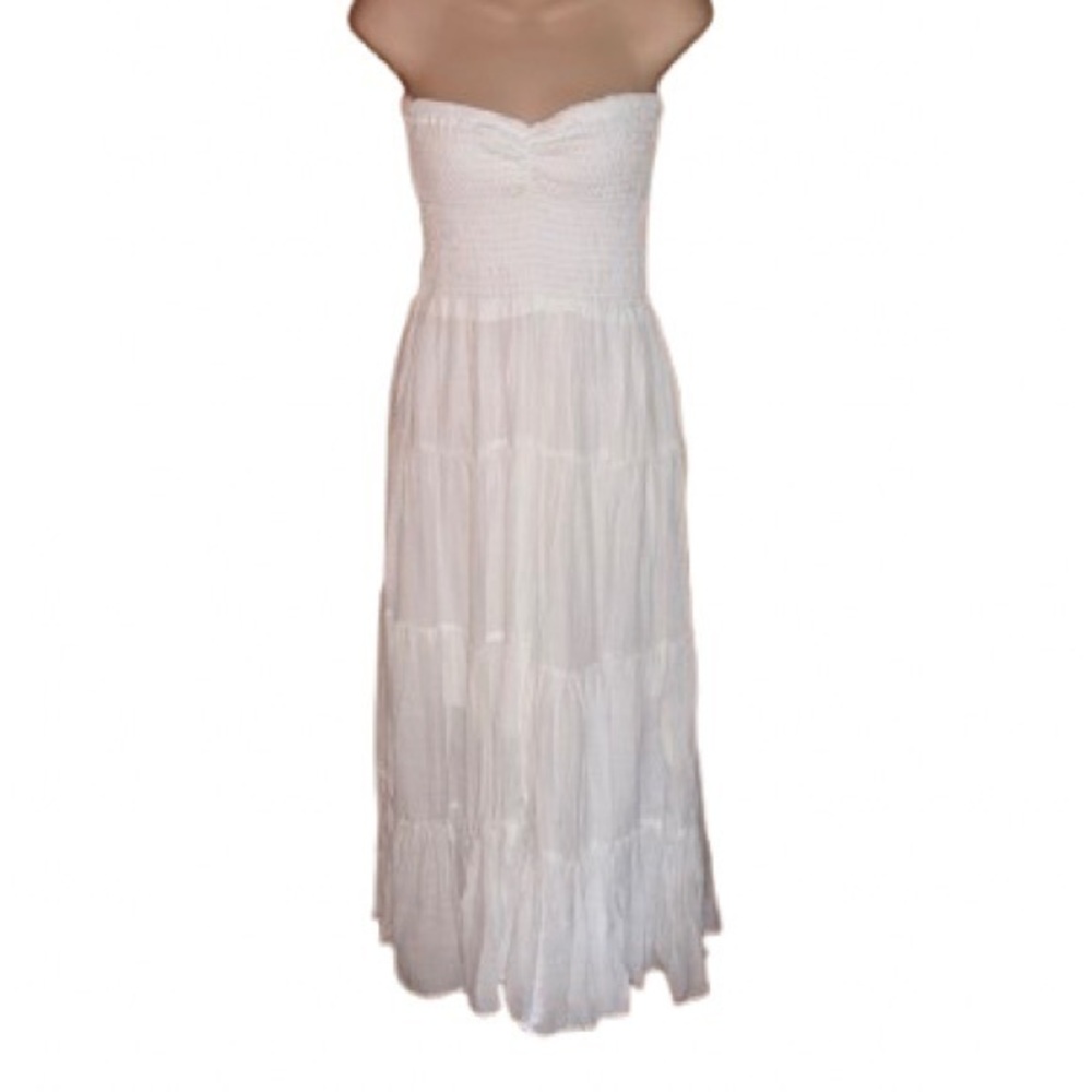 HYFVE White Strapless Tiered Sundress